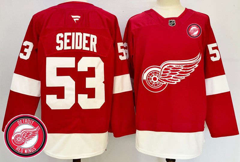 Men Detroit Red Wings #53 Seider Red Fanatics 2025 NHL Jersey style 6